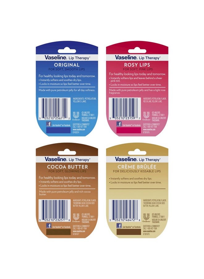 Vaseline Vaseline Lip Therapy Variety 8-Pack Gift Set - Original, Crème Brûlée, Rosy Lips, Cocoa Butter Mini Lip Balms for Soft, Glowing, and Deliciously Kissable Lips, 0.25 Oz Ea  - Image 3