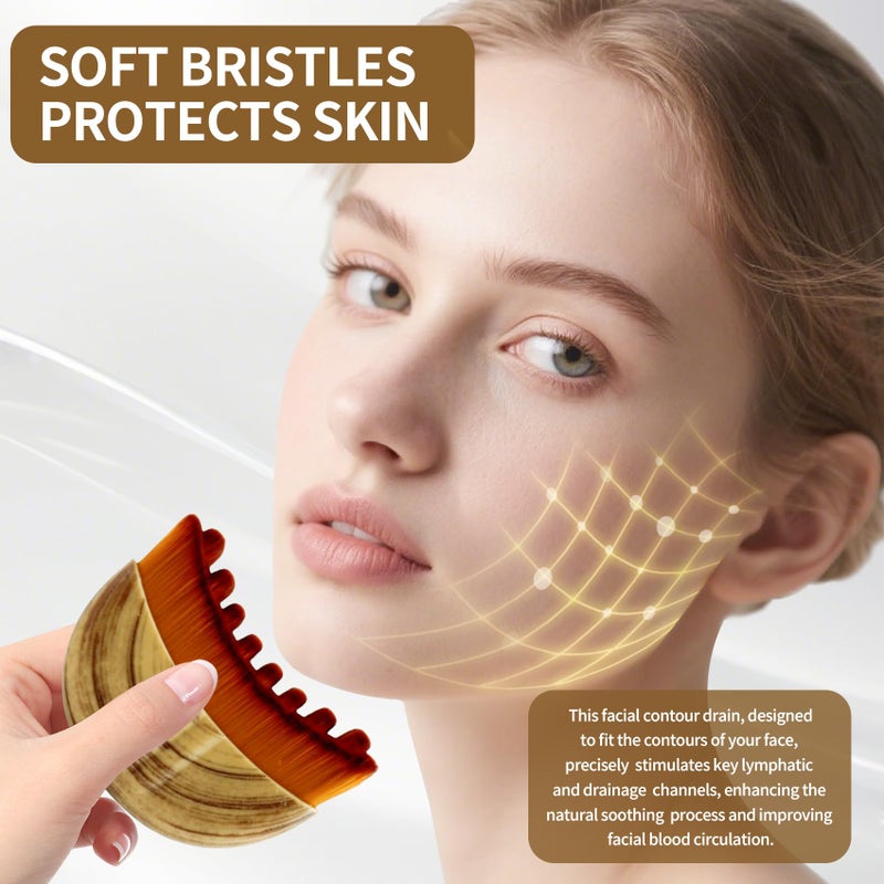 sprsum Lymphatic Contour Face Brushï¼ŒLymphatic Drainage Brushï¼ŒLymphatic Drainage Massagerï¼ŒGuasha Brush for Faceï¼ŒSuper Soft Drainage Massager for Puffiness,with Portable Case,Style A - Image 2