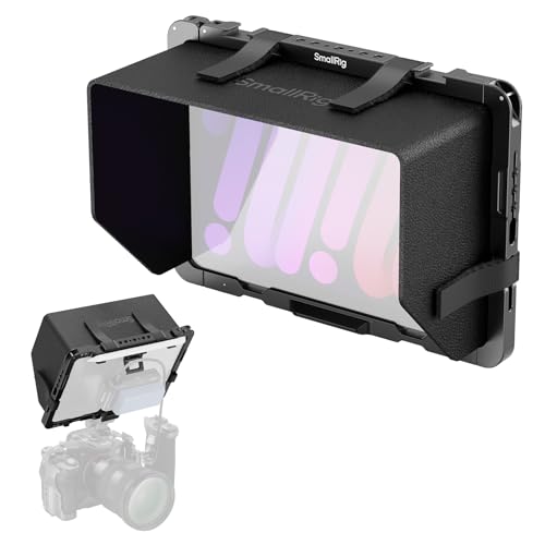 SMALLRIG Cage for iPad mini 6 / A17 Pro, Metal Tripod Mount Adapter for iPad with 1/4"-20, 3/8"-16 Holes, Cold Shoe Mount, 8.3'' Tablet Clamp Monitor with Sun Hood-MD5058 - Image 1