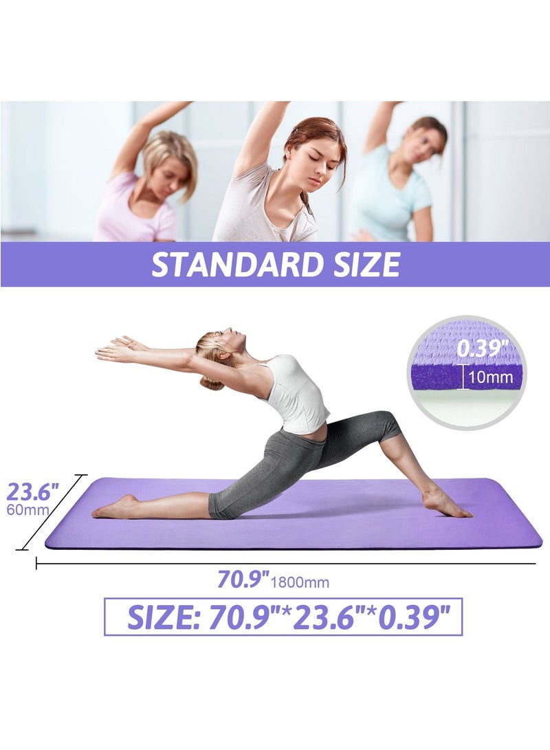 SKY-TOUCH Premium Purple 10mm Yoga Mat – 180x60 cm Extra Thick, Non-Slip, Cushioned for Yoga, Pilates, Gymnastics, Stretching & Workouts  - Image 4