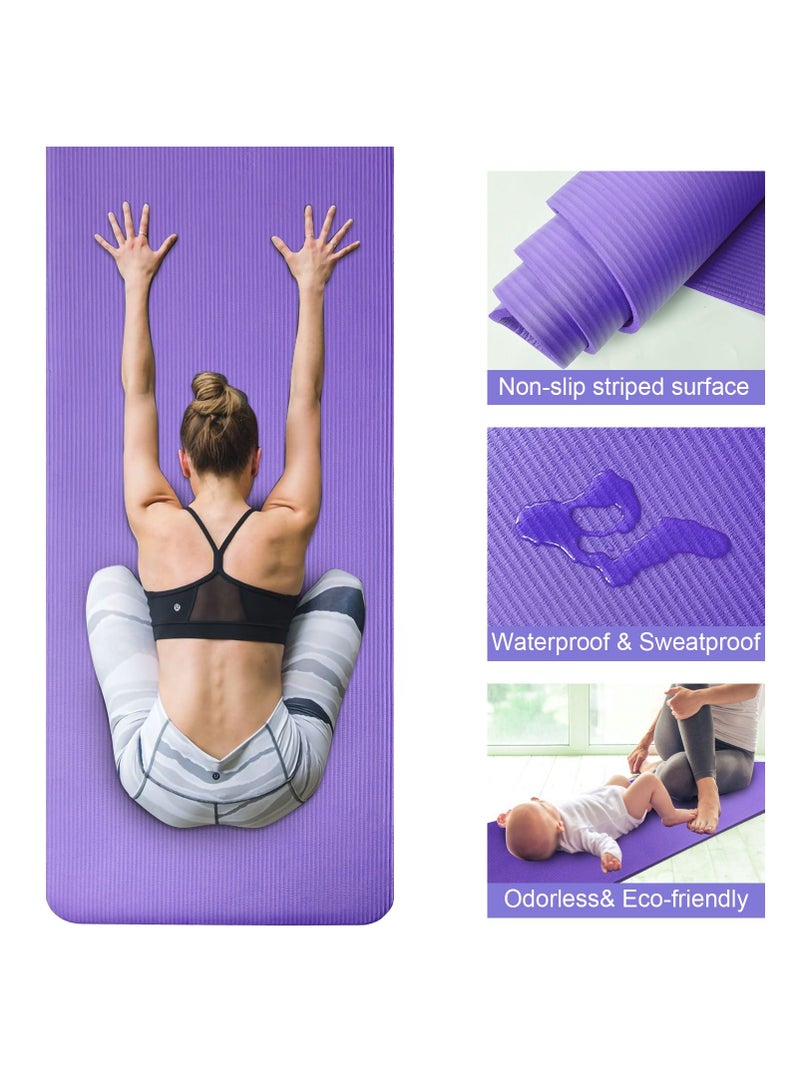 SKY-TOUCH Premium Purple 10mm Yoga Mat – 180x60 cm Extra Thick, Non-Slip, Cushioned for Yoga, Pilates, Gymnastics, Stretching & Workouts  - Image 3