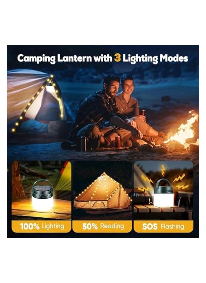 erorex Solar Camping Lantern with String Lights, 33ft Light Strip Easily Store, Rechargeable Lantern with 3 Modes, Waterproof Portable Tent Light, Camping Essentials for Hiking Power Outage  - Image 4