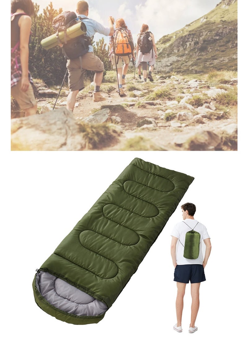 تابيت كيس النوم المغطاة ، كيس النوم الدافئ المحمول 3 الموسم ، أكياس النوم الخفيفة الوزن في الهواء الطلق للمشي لمسافات طويلة للعائلة ، التخييم (0.95KG ، الأخضر) - Image 1