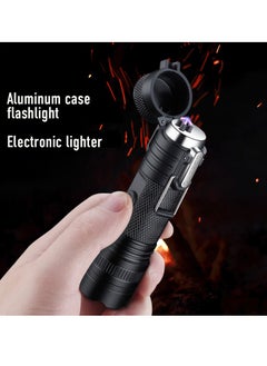 Electric Lighter with Flashlight, 2 in 1 USB Rechargeable Lighter with Mini Torch, Waterproof Windproof Flameless Lighter