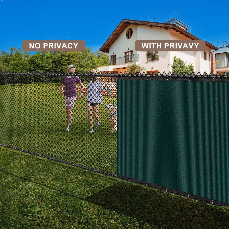 Patiobay 6X50FT Privacy Screen Fence, Heavy Duty Fencing Shade Cover, 170GSM 90% Blockage Mesh Shade Net for Wall Garden Yard Backyard (6 ft X 50 ft, Dark Green) - Image 5