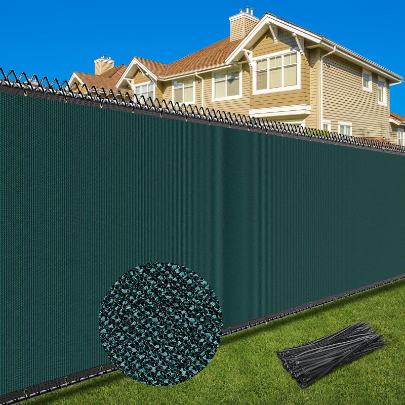 Patiobay 6X50FT Privacy Screen Fence, Heavy Duty Fencing Shade Cover, 170GSM 90% Blockage Mesh Shade Net for Wall Garden Yard Backyard (6 ft X 50 ft, Dark Green) - Image 1