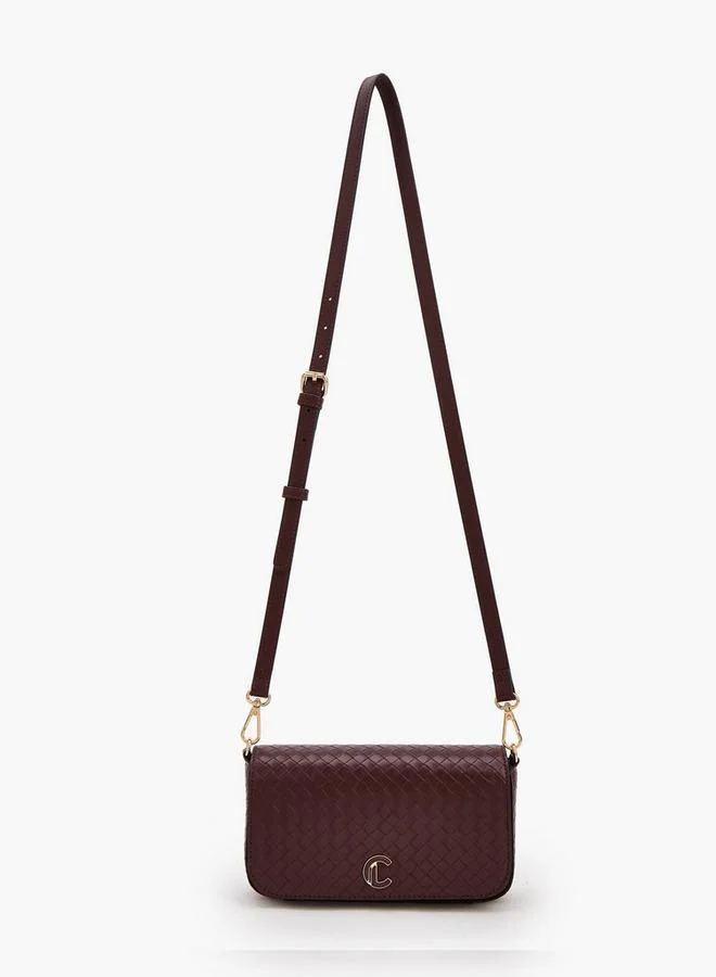Le Confort Woven Textured Crossbody Bag With Button Closure