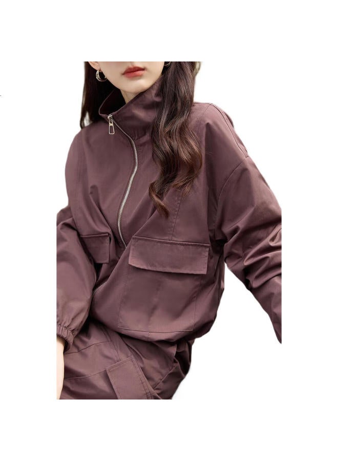 dme "Cool And Stylish" Workwear Style Stand Collar Jacket With Casual Half Skirt Two-Piece Set With Back Slit Slim Fit Women'S Suit - Image 3