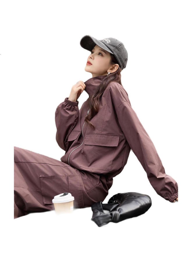 dme "Cool And Stylish" Workwear Style Stand Collar Jacket With Casual Half Skirt Two-Piece Set With Back Slit Slim Fit Women'S Suit - Image 2