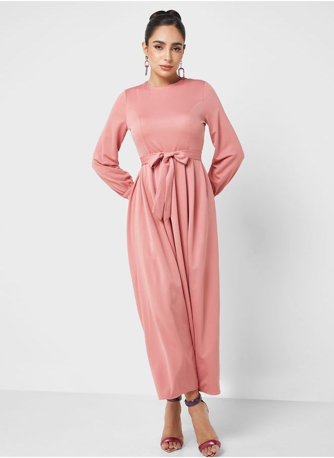 Refka by modanisa - Belted Long Sleeve Dress - Image 1