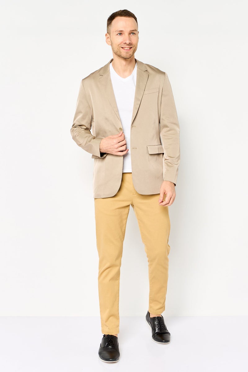 SELECTED Men Regular Fit Solid Casual Blazer, Tan - Image 2