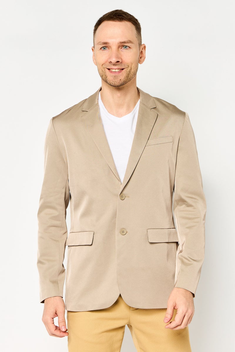 SELECTED Men Regular Fit Solid Casual Blazer, Tan - Image 1