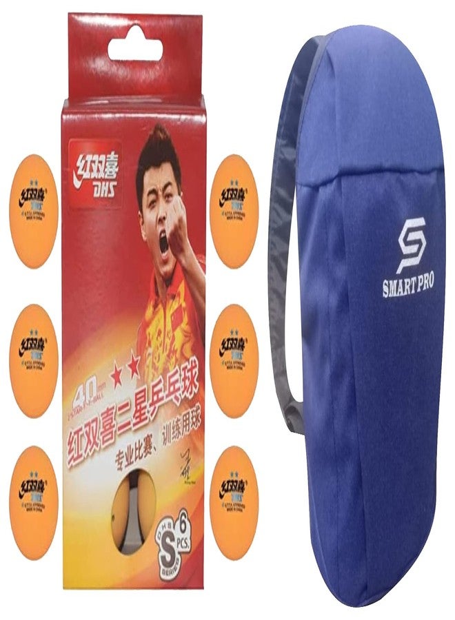 دي إتش أس كرة تنس الطاولة DHS S-S1840BY، فئة نجمتين، سوبر ماركت Y (علبة من 6 قطع) 66 قطعة مع غطاء Smart PRO TT الخاص، لون أزرق سريع - Image 1