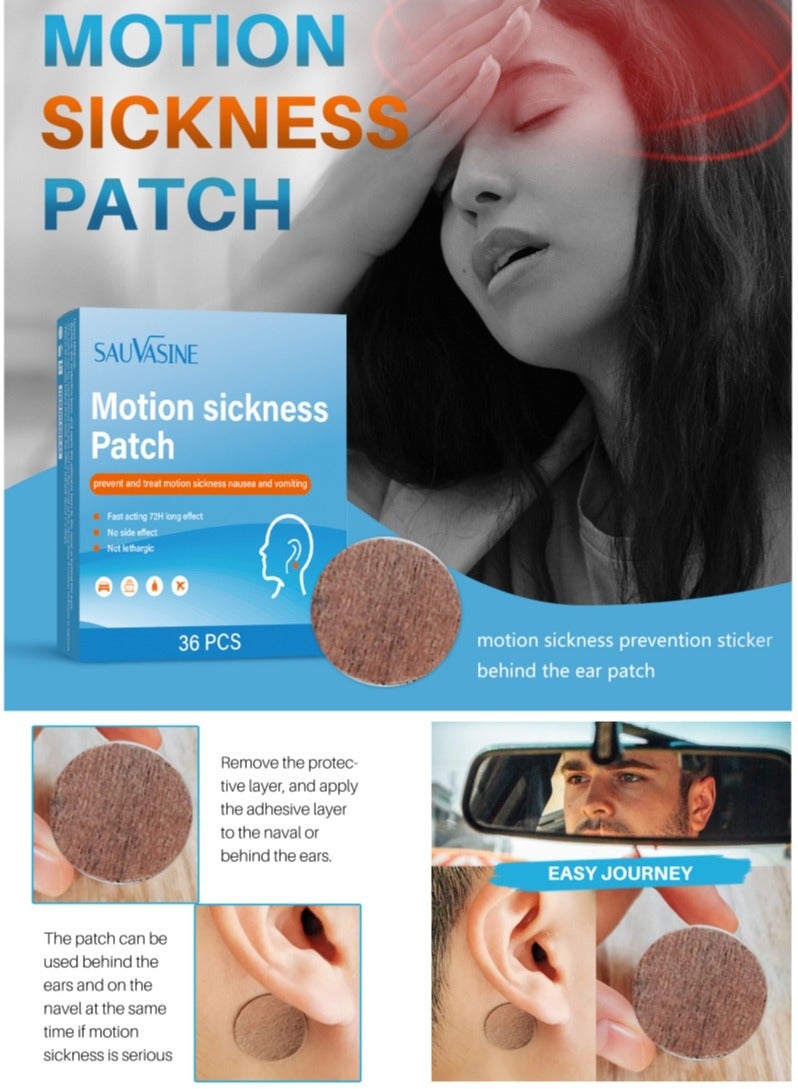 SAUVASINE Motion Sickness Patch for Travel Essentials to Relieve Tinnitus and Motion Sickness 36 Pcs  - Image 1