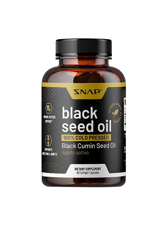 SNAP SUPPLEMENTS - Black Seed Oil, 100% Cold Pressed Black Cumin seed oli, Nigella Sativa Immune System Support,Supports Joint Health,Nourishes Skin & Hair Dietary Supplement - 90 Softgel Capsules - Image 1