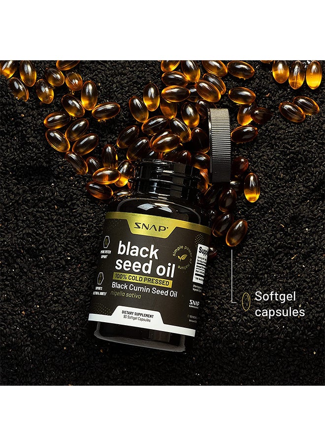SNAP SUPPLEMENTS - Black Seed Oil, 100% Cold Pressed Black Cumin seed oli, Nigella Sativa Immune System Support,Supports Joint Health,Nourishes Skin & Hair Dietary Supplement - 90 Softgel Capsules - Image 1