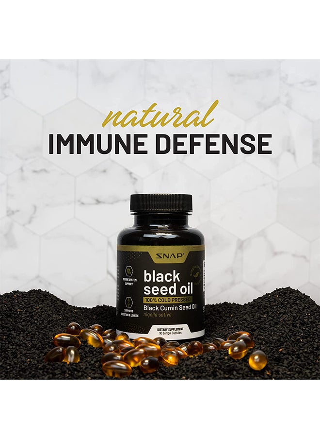 SNAP SUPPLEMENTS - Black Seed Oil, 100% Cold Pressed Black Cumin seed oli, Nigella Sativa Immune System Support,Supports Joint Health,Nourishes Skin & Hair Dietary Supplement - 90 Softgel Capsules - Image 1
