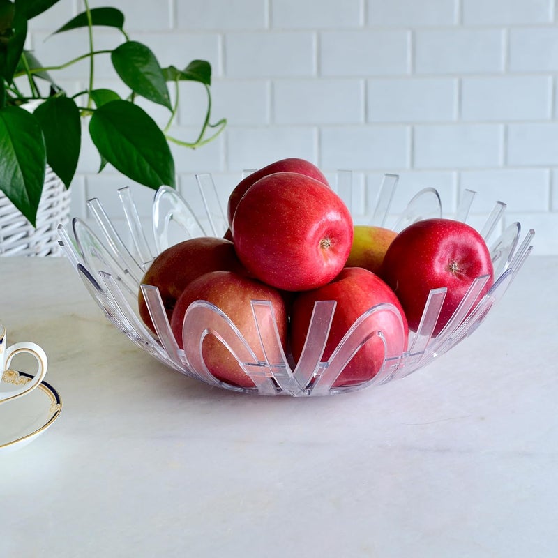 Youngever 2 Pack 125 Inch Large Fruit Bowl Plastic Fruit Basket Lightweight Fruit Bowl Shatterproof Countertop Fruit Basket Modern Design - Image 3