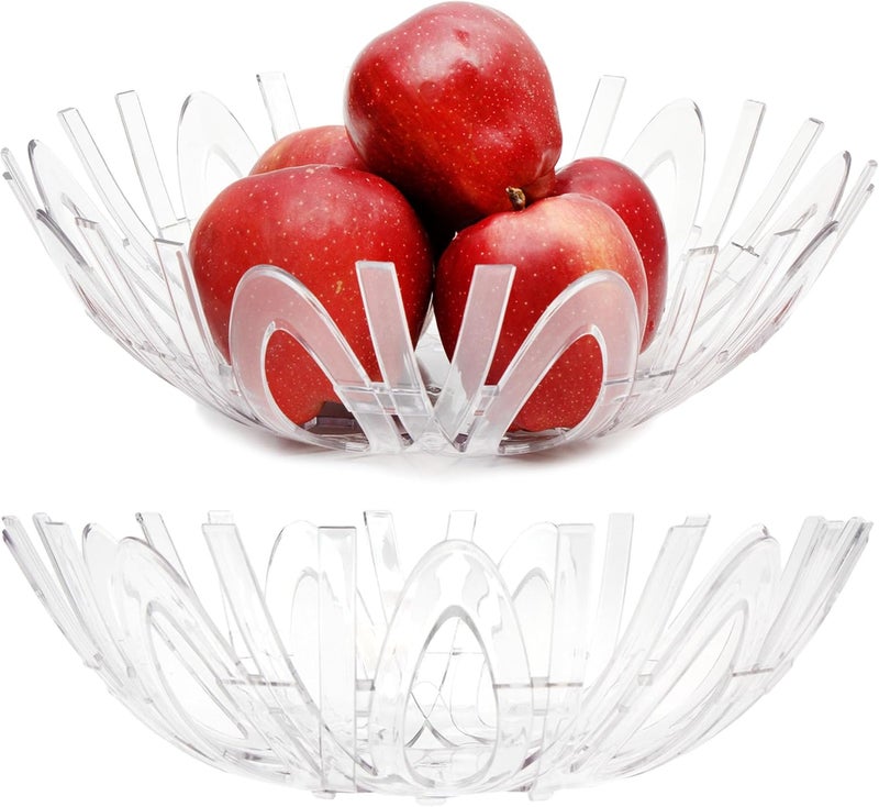 Youngever 2 Pack 125 Inch Large Fruit Bowl Plastic Fruit Basket Lightweight Fruit Bowl Shatterproof Countertop Fruit Basket Modern Design - Image 1