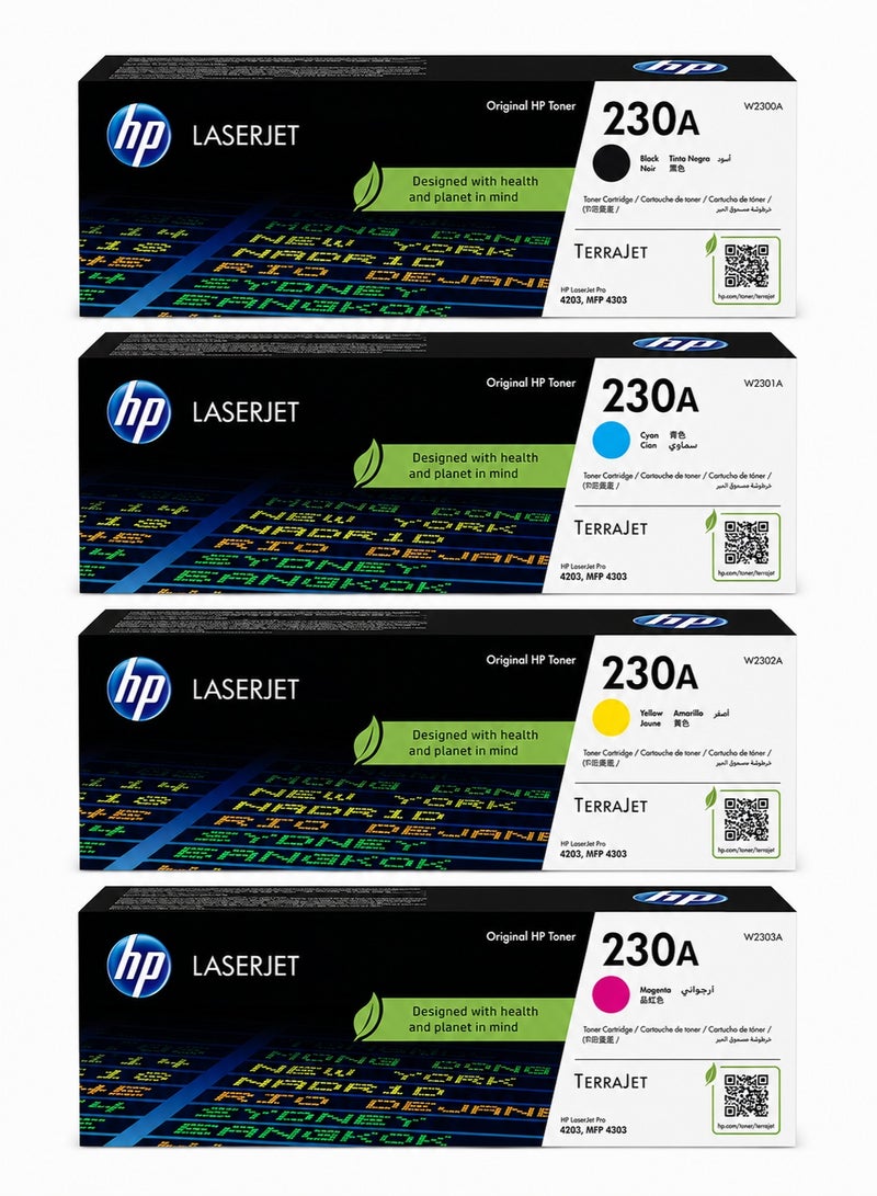 Hp Toner 230A Original LaserJet CMYK Toner Cartridge Set - Black, Cyan, Yellow, Magenta