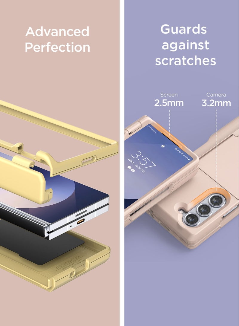 Terra Guard Modern GO Samsung Galaxy Z Fold 6 Case Cover Wallet (2024) with [2 Card Holder] Compartment & [Hinge Protection] - Cream