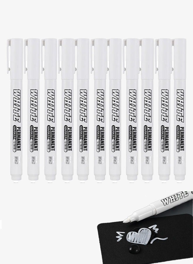 12 Pack White Graffiti painting pen,Marker,1mm Extra Fine Tip White Paint Marker Permanent for Various surface DIY creations(White) - Image 1
