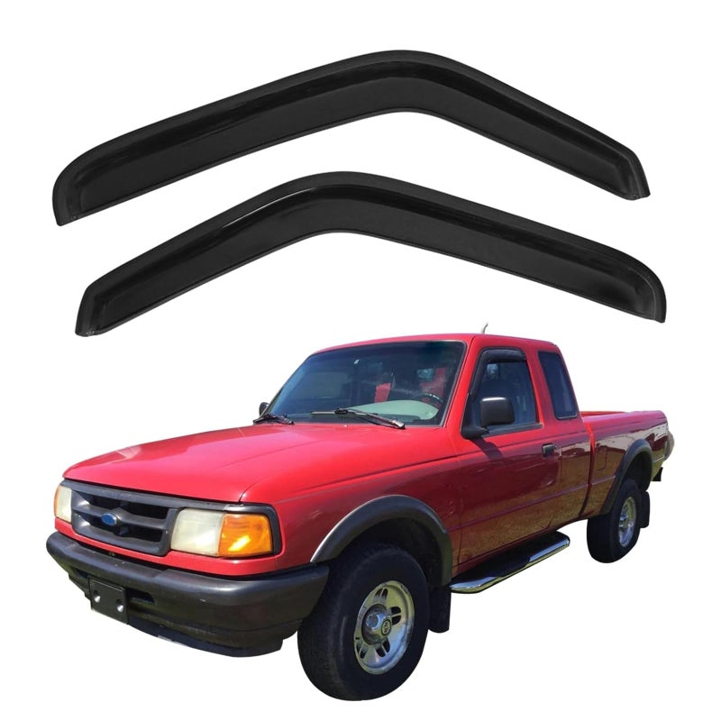 Aumivoron Durable Acrylic Window Visors for Ford Ranger Accessories - Compatible with 1993-2011 Ford Ranger/Mazda B2300/B3000/B4000 Standard Cab - In Channel Window Rain Guards - Image 1