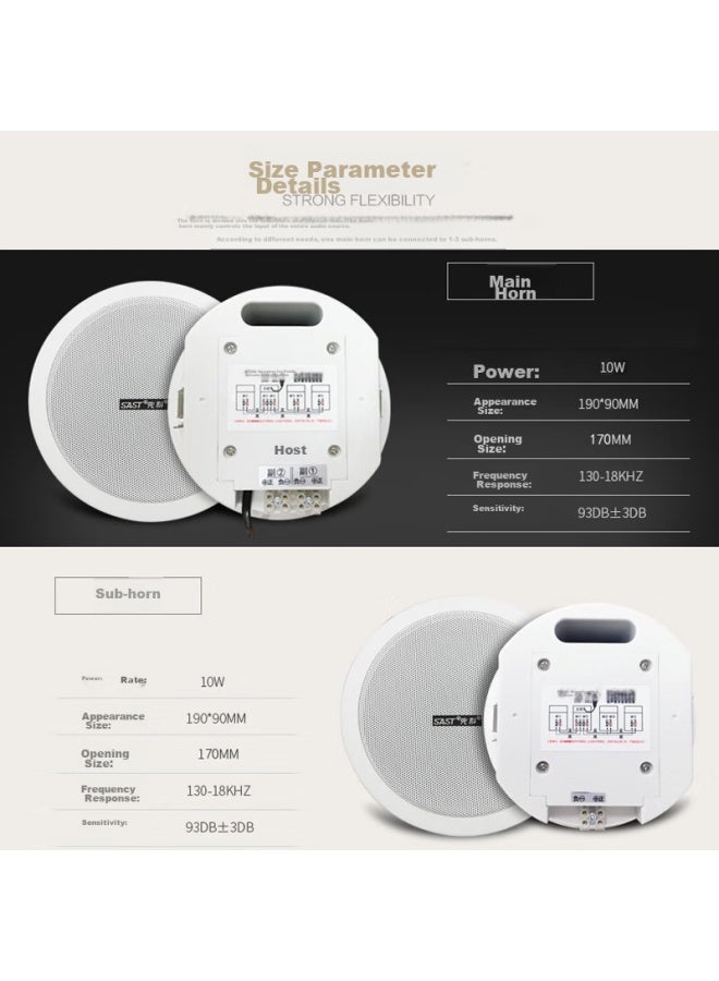 SAST Wireless Bluetooth Ceiling Speaker Set, Ceiling-mounted Active Speaker, Background Music Broadcasting, Home Use - Image 2