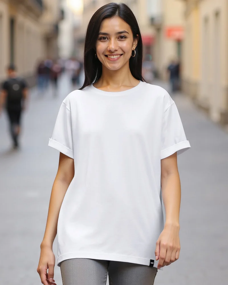 bewakoof Women's White Boyfriend T-shirt