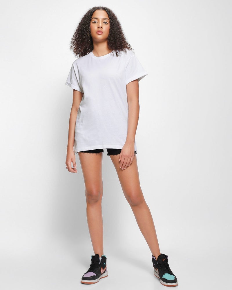 bewakoof Women's White Boyfriend T-shirt - Image 4