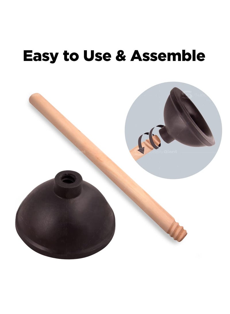 ABBASALI Toilet Plunger With Long Wooden Handle  - Image 2