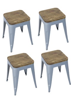SMART HOME Dining chairs set consisting of 4 chairs, single chair with wood seat and sturdy steel bases for dining room/kitchen  - Image 1