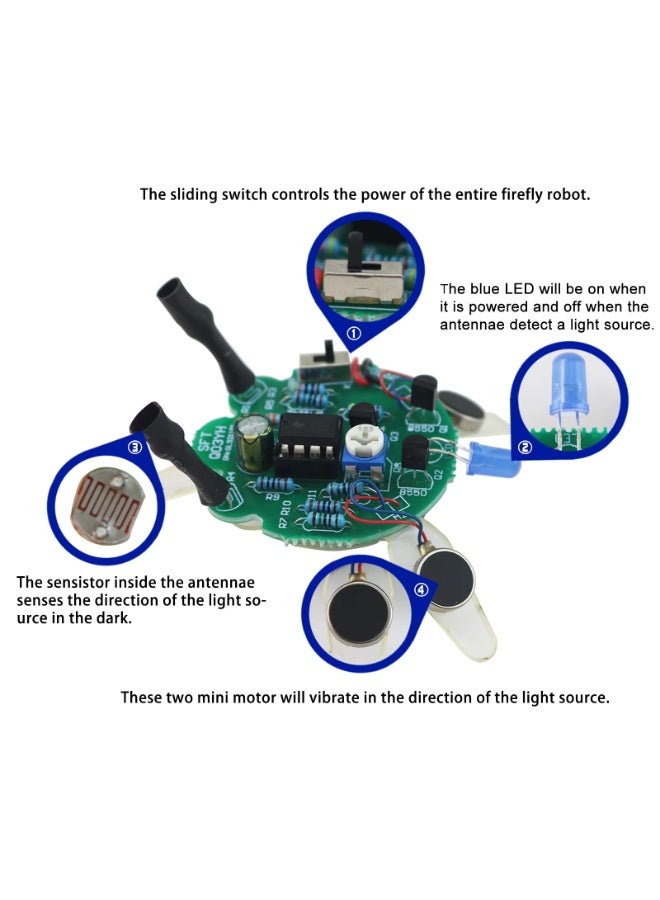 X-PRO5 LED Breathing Light Soldering DIY Kit Simulated Firefly Flashing Robot Photosensitive Sensor Mobile Robot Part DIY Kit - Image 3