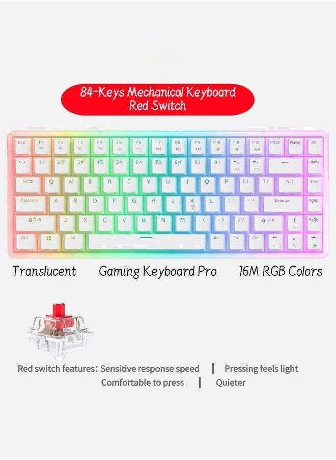 يوارب كينج - 84 مفتاح RGB الأحمر مفتاح لوحة المفاتيح لعبة 75 ٪ ميني السلكية مقاوم للماء 16M RGB لون لوحة المفاتيح الميكانيكية ، ومناسبة للاعبين لعبة - Image 1