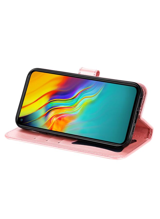 إيروريكس جراب جلدي من البولي يوريثان بتصميم نقش زهور 7 بتلات مع حامل وفتحات للبطاقات ومحفظة وإطار صورة لهاتف Infinix Hot 9 / Note 7 Lite / X655C - Image 5