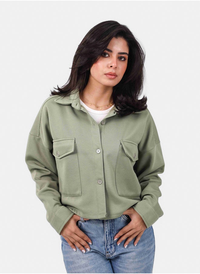 SHECHICK Shechick Cardone Mint Crop Shirt  - Image 1