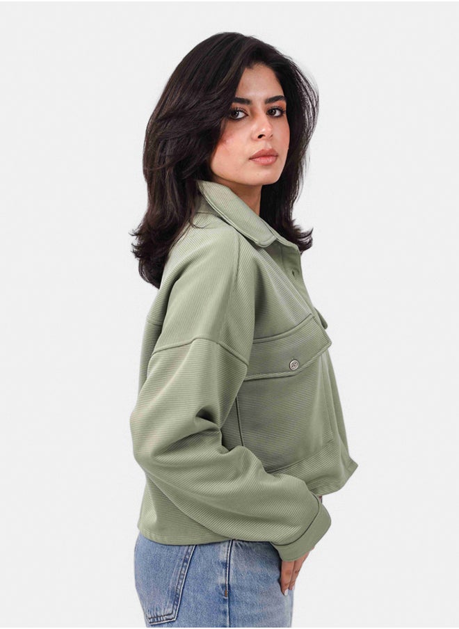 SHECHICK Shechick Cardone Mint Crop Shirt  - Image 2