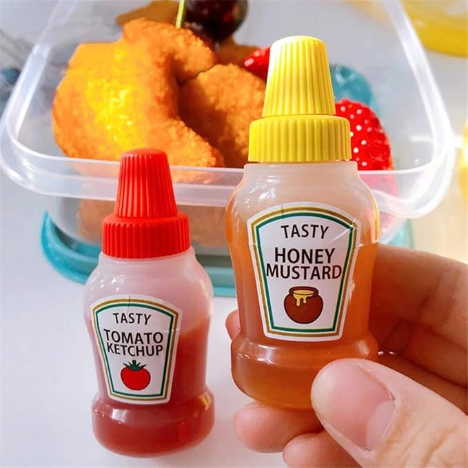 Prostuff.in® 2pcs 25ml Mini Condiment Squeeze Bottles Dispensers With Screw Cap For Ketchup/Honey/Salad/Soy Sauce Portable Storage Containers Jars Office School Multicolor - Image 4