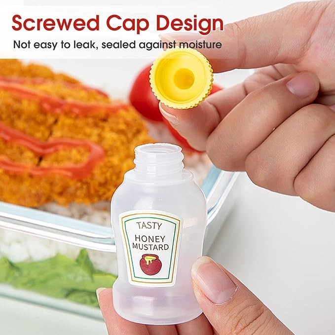 Prostuff.in® 2pcs 25ml Mini Condiment Squeeze Bottles Dispensers With Screw Cap For Ketchup/Honey/Salad/Soy Sauce Portable Storage Containers Jars Office School Multicolor - Image 5