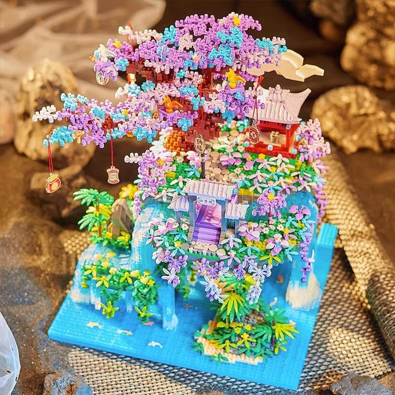 Chinese Style Blocks Compatible Lego Blocks Peach Blossom Pool Building Micro Particles Difficulty Diy Handmade Gift Toys - Image 4