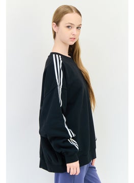 adidas Originals Women Sportswear Fit Long Sleeve Outdoor Sweatshirt, Black  - Image 3