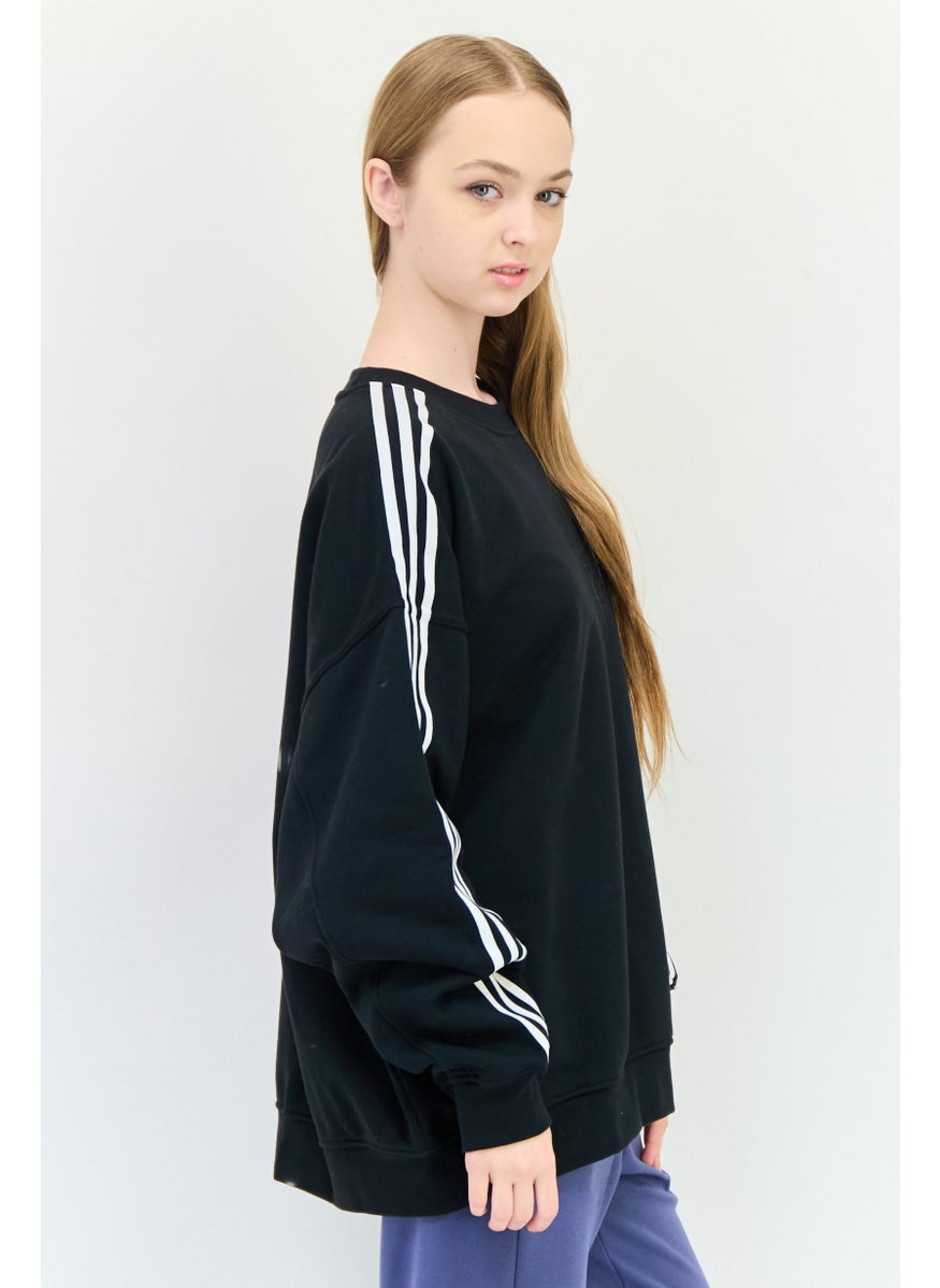 adidas Originals Women Sportswear Fit Long Sleeve Outdoor Sweatshirt, Black  - Image 3