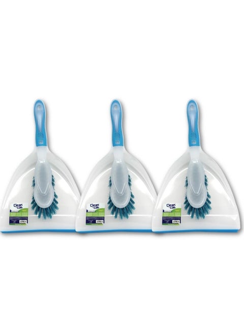 Clean & Care 3 Set Dustpan and Brush Set Durable Multi Purpose Lightweight Cleaning Solution with Stiff Bristles Ergonomic Grip Assorted Colors Efficient Cleaning Perfect for Home Office Car