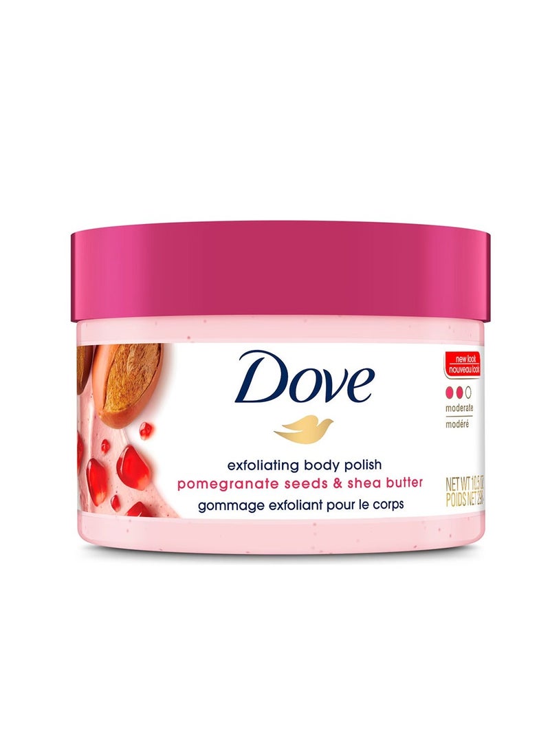 دوف مقشر جسم دوف لتقشير البشرة 10.5 أونصة، 298 جرام، بذور الرمان وزبدة الشيا لبشرة ناعمة وحريرية وتوفير تغذية دائمة، قد يختلف شكل العبوة - Image 1