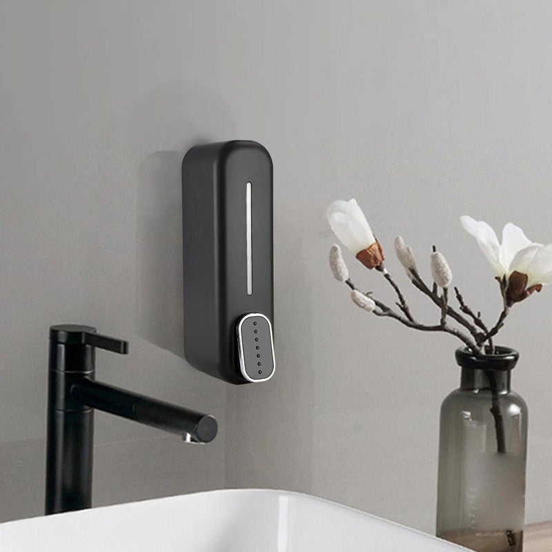 BATH GURU ABS Plastic Liquid Soap Dispenser for Bathroom Kitchen Shower Gel Shampoo Sanitizer Pack of 4 350 Ml Slim Black - Image 2