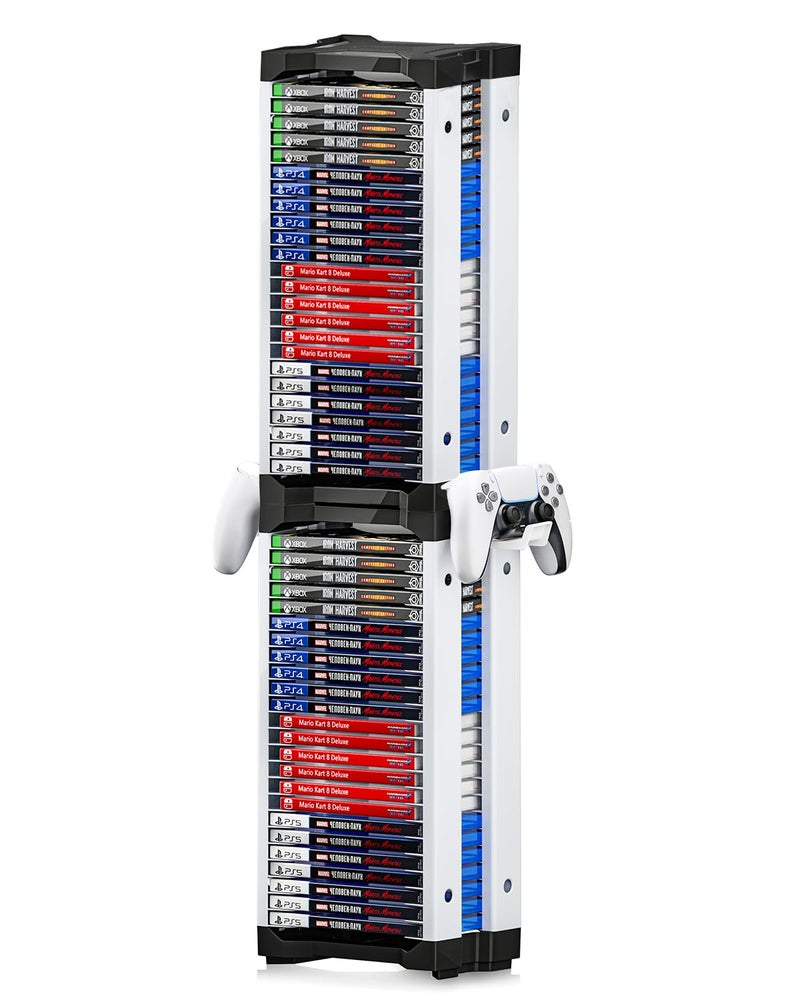 Nargos Video Game Storage Tower for PS5/ PS4/ PS3/ PS2/ PSP/Xbox One/Xbox 360 and Xbox Series X/S/Wii/Wii U/Switch/Switch 2 Game Cases, DVD and Blu-Ray Disks Holder Organizer (46 PCS) - Image 1
