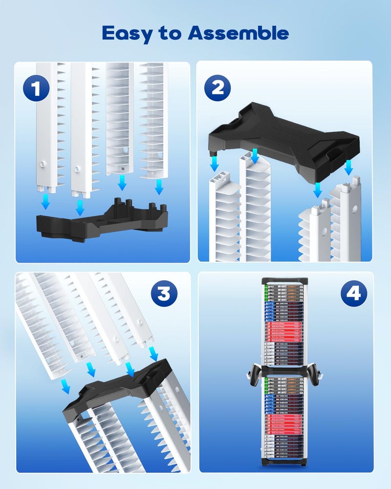Nargos Video Game Storage Tower for PS5/ PS4/ PS3/ PS2/ PSP/Xbox One/Xbox 360 and Xbox Series X/S/Wii/Wii U/Switch/Switch 2 Game Cases, DVD and Blu-Ray Disks Holder Organizer (46 PCS) - Image 4