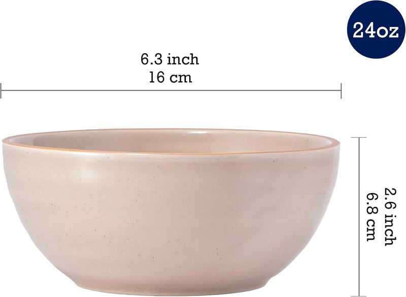 Bico Light Beige Cereal Bowls Set Set of 4 Microwave and Dishwasher Safe for Cereal Soup Noodles - Image 2