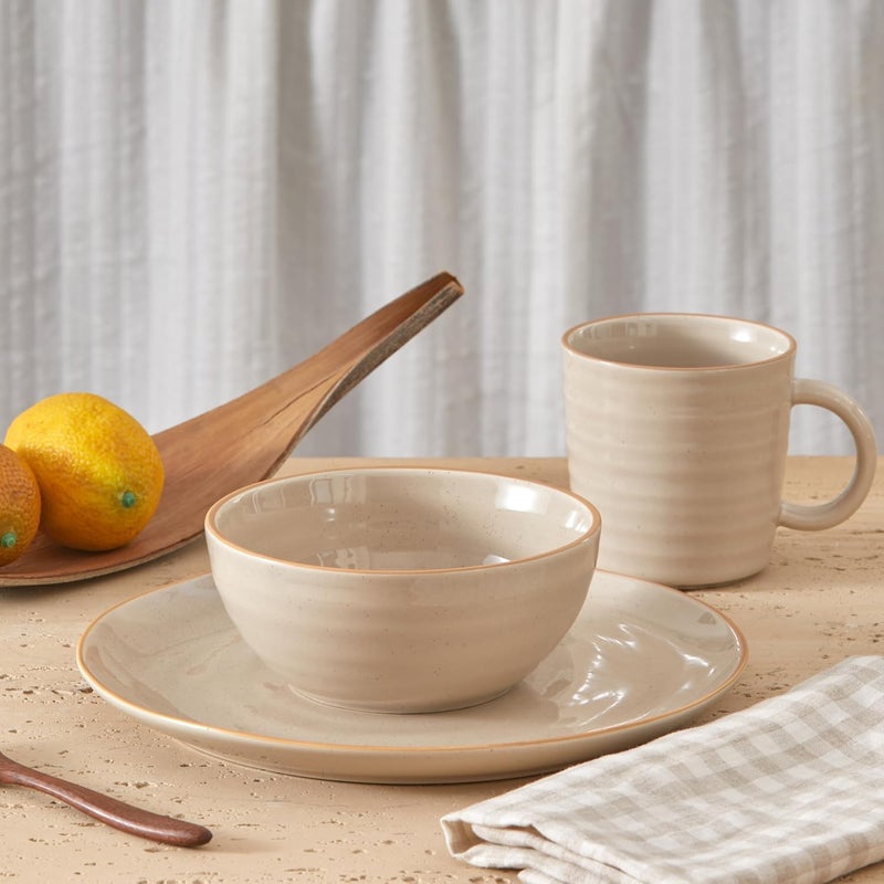 Bico Light Beige Cereal Bowls Set Set of 4 Microwave and Dishwasher Safe for Cereal Soup Noodles - Image 5