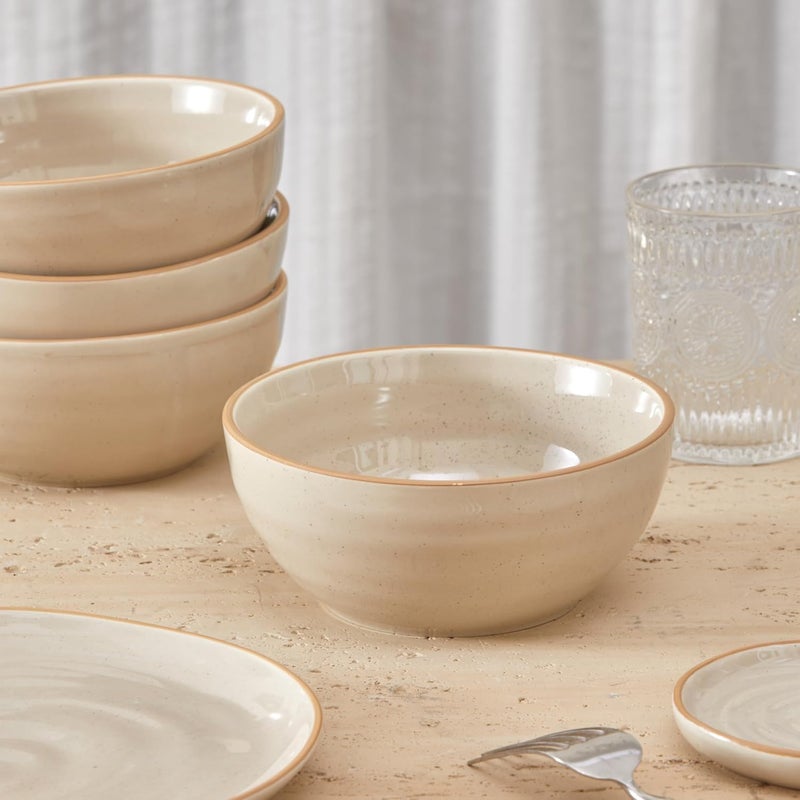 Bico Light Beige Cereal Bowls Set Set of 4 Microwave and Dishwasher Safe for Cereal Soup Noodles - Image 4